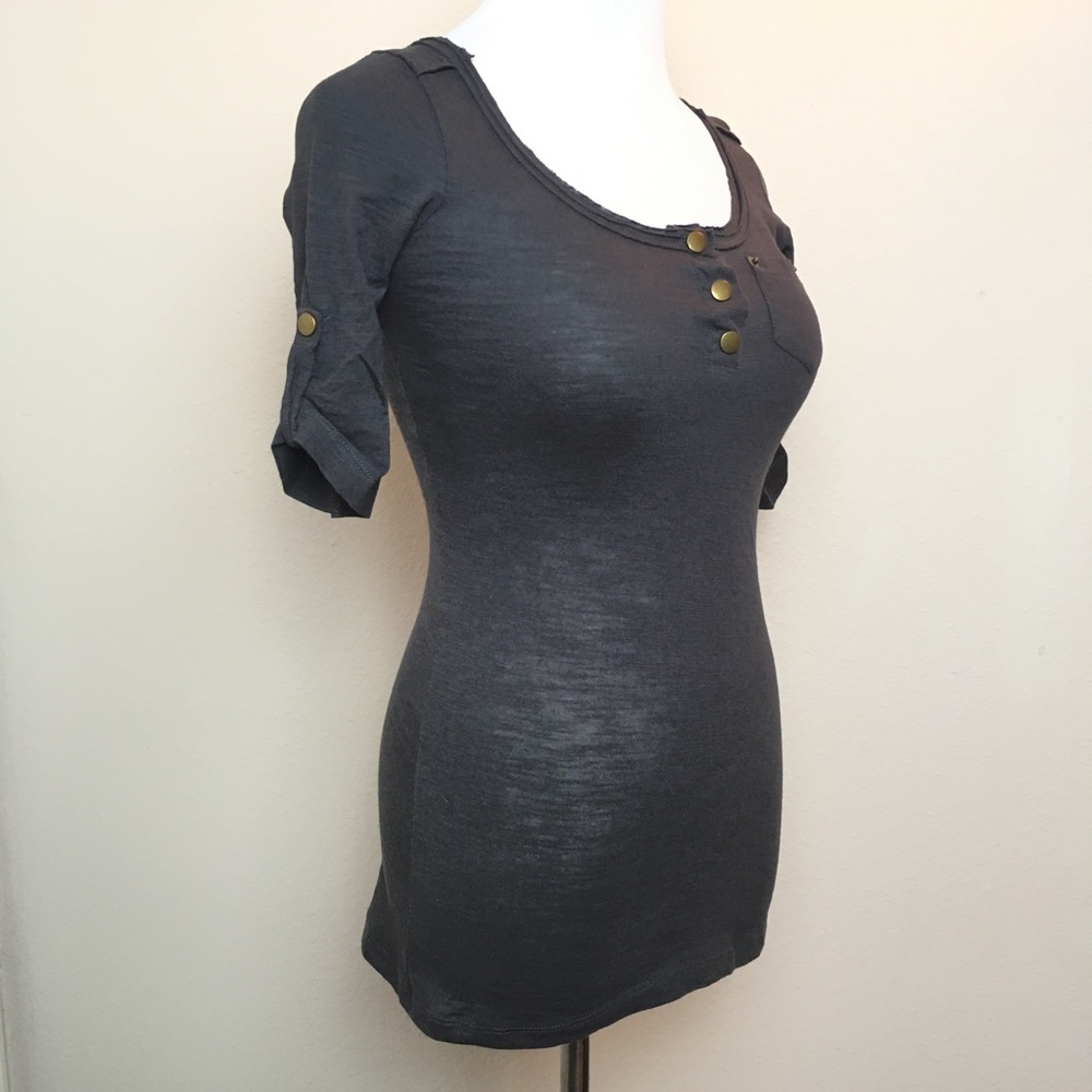 XS Wet Seal Grey Military Shirt Casual Top Tee NWT